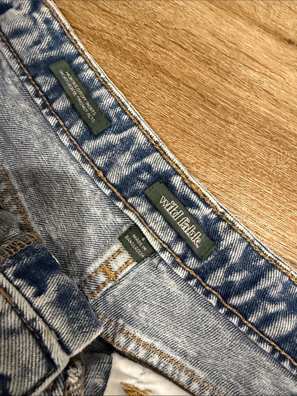 wild fable Distressed Light Blue High-Rise Denim Shorts - Picture 3 of 7